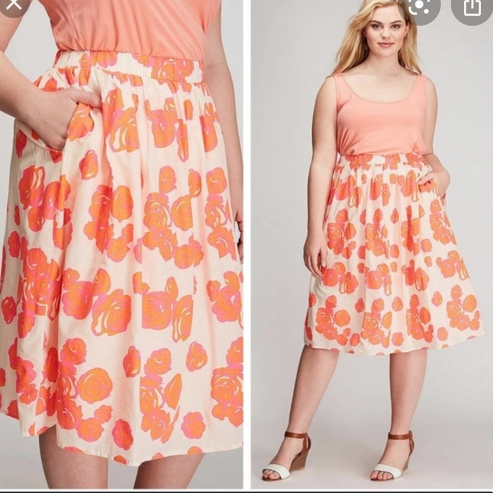 Lane Bryant Neon Floral A Line Skirt